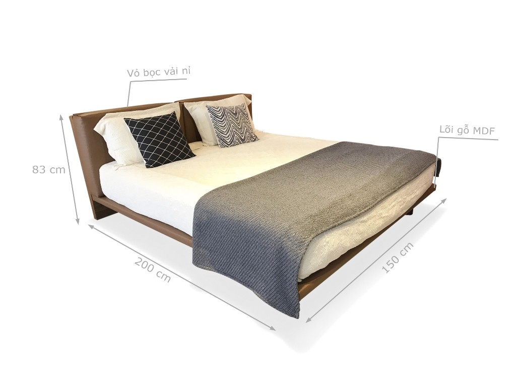 Thông tin kích thước và chất liệu giường gỗ SONGDREAM B0515