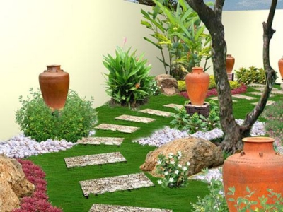 Thiết kế sân vườn bằng gốm